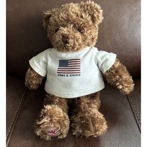 Vintage Gund 2000 15" American Stars & Stripes Hope‎ Joy Love Peace Teddy Bear